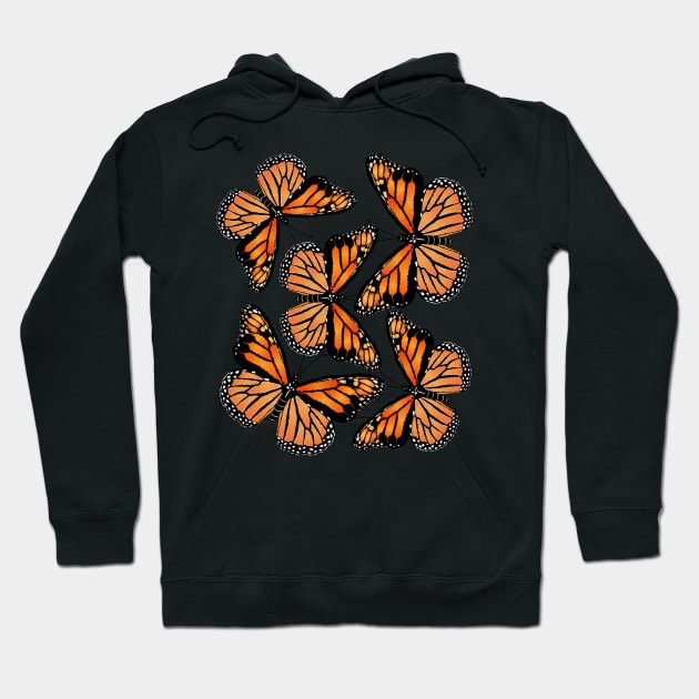 Flock of Monarch butterflies Hoodie by Slownessi